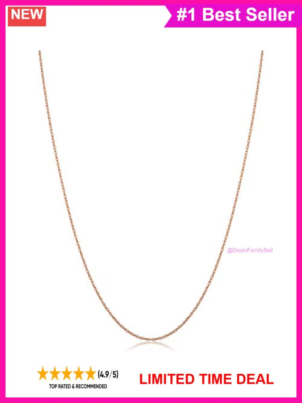 10k Rose Gold Rope Chain Necklace Dainty Layering Jewelry Gift